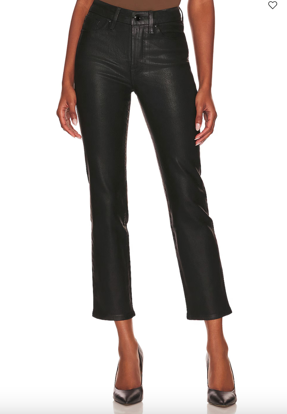 GOOD AMERICAN NWT Good Classic High Waisted Straight Coated Black Jeans // 0 - Picture 1 of 11